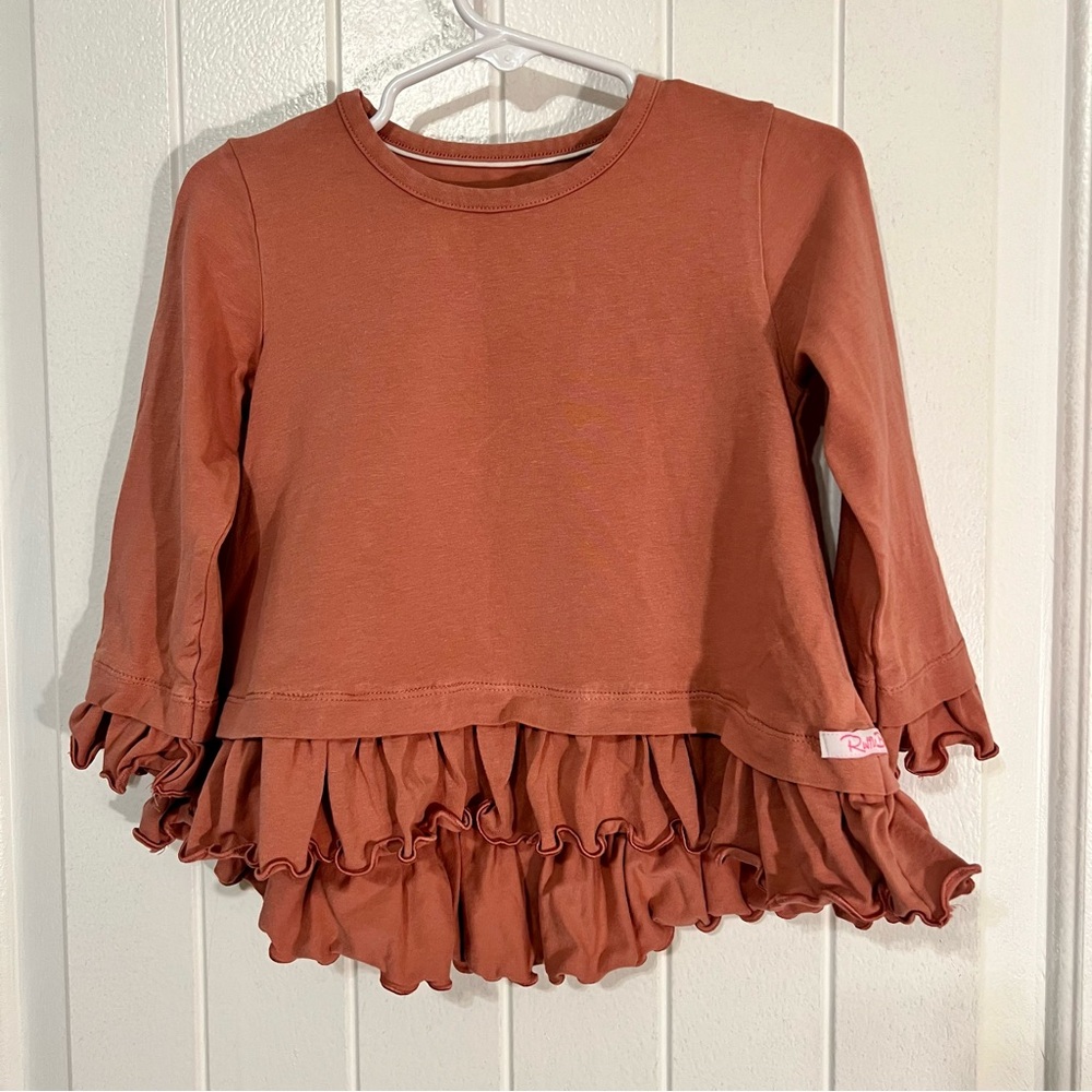 Mauve 2T Ruffle Butts Long Sleeved Ruffled Hem Top